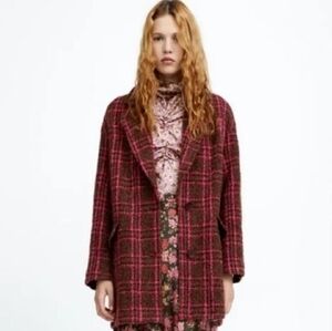 Zara Boucle Plaid Blazer